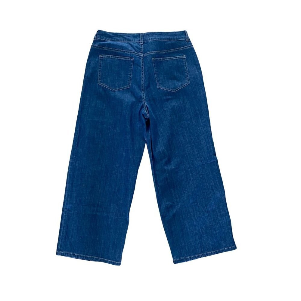 LOGO Lori Goldstein Boyfriend Wide Leg Cropped Chambray Denim Jeans 10 - Picture 7 of 12